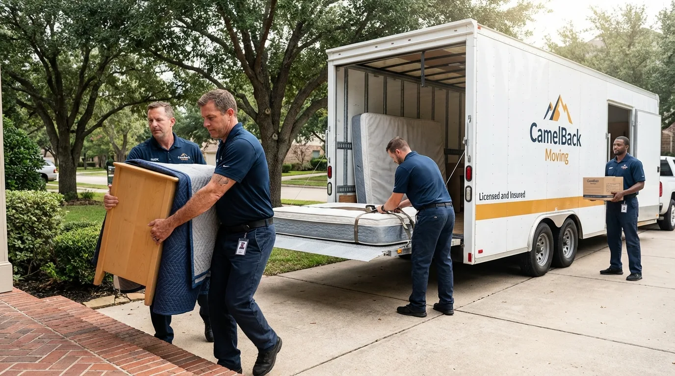 Crew loading residential truck for cross-state move from Lovelock, NV
